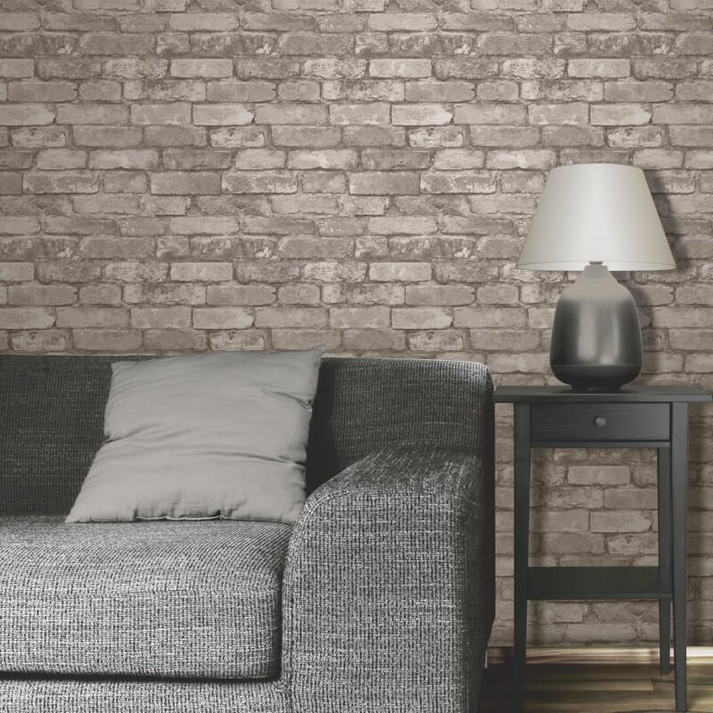 Distinctive Rustic Brick Wallpaper - Silver/Grey - Fine Décor - FD31286Wallpaper199