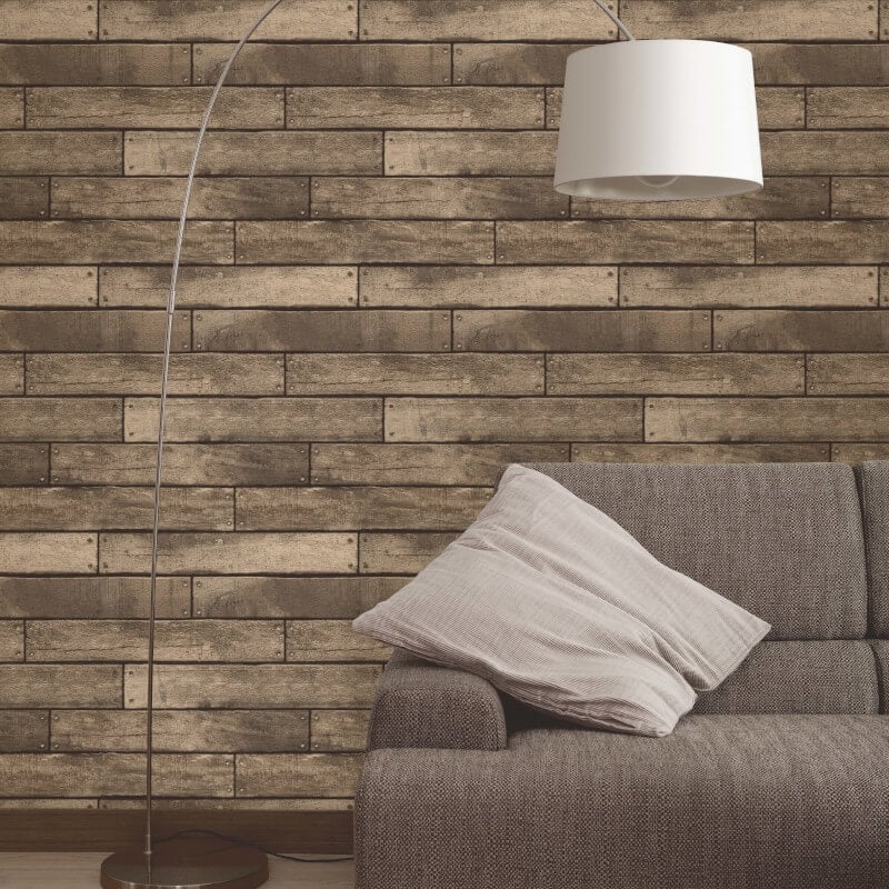 Distinctive Wooden Plank Effect Wallpaper - Brown - Fine Décor - FD31289Wallpaper199