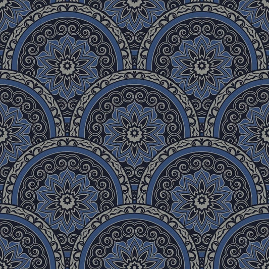 Divine Plates Metallic Wallpaper - Blue - SK Filson - SK10026Wallpaper199