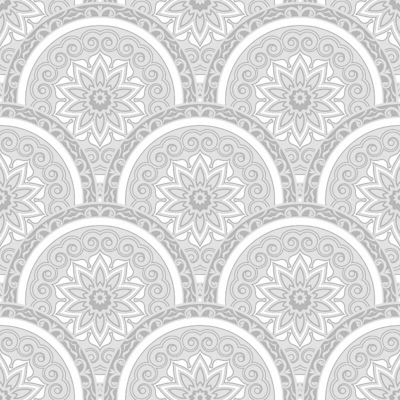 Divine Plates Metallic Wallpaper - Silver - SK Filson - SK10028Wallpaper199
