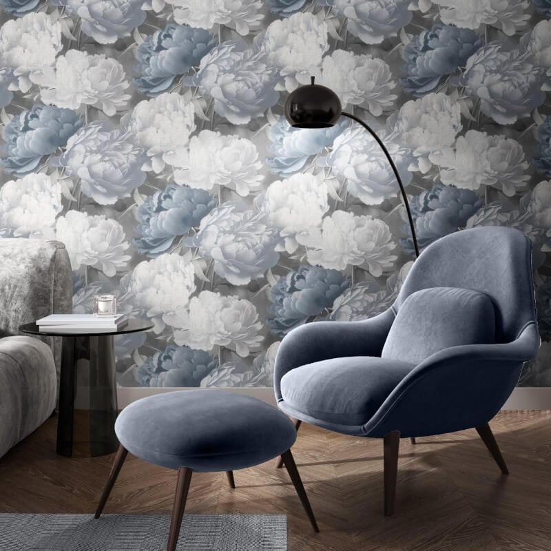 Doretta Floral Wallpaper - Grey/Blue - Muriva - 213302Wallpaper199