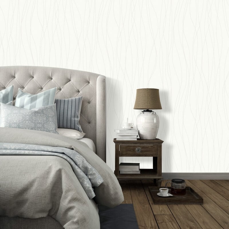 Eben Lines Metallic Wallpaper - White/Silver - Muriva - 328859Wallpaper199