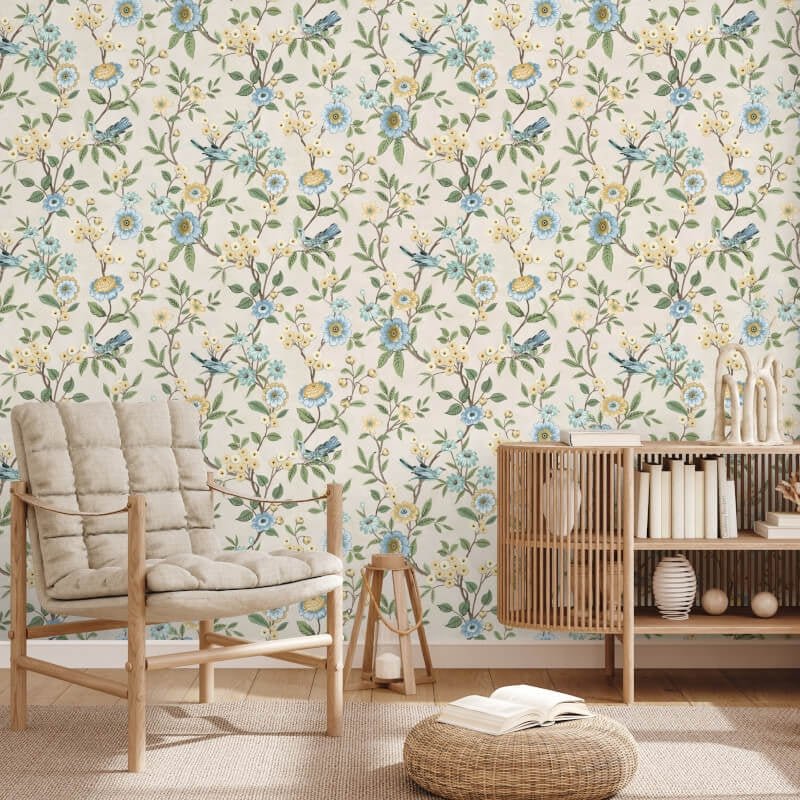 Eleanor Floral Birds Wallpaper - Natural - Fine Décor - FD43448Wallpaper199