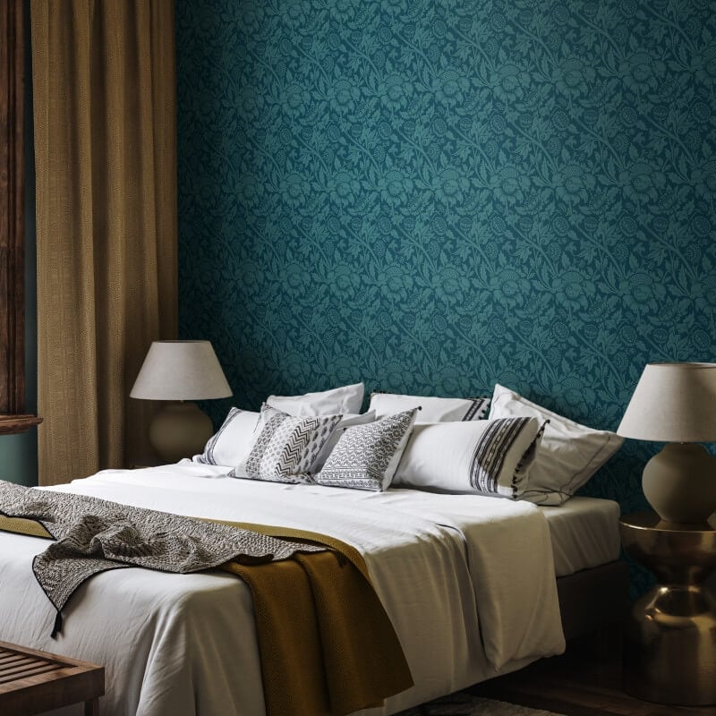 Elegance Damask Trail Wallpaper - Rich Teal - Hoopla Walls - HWA1247WWallpaper199