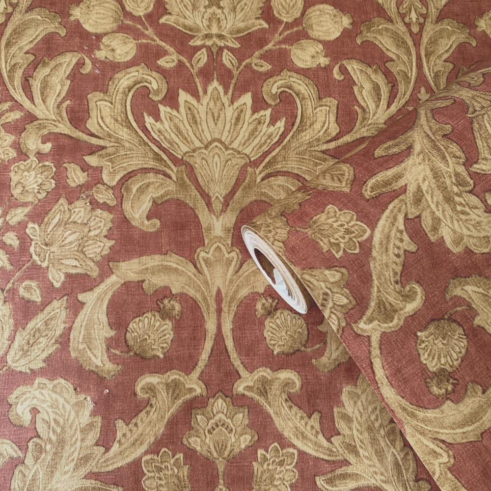 Elegance Damask Wallpaper - Red / Bronze Brown - Galerie - DWP0354 - 06Wallpaper199