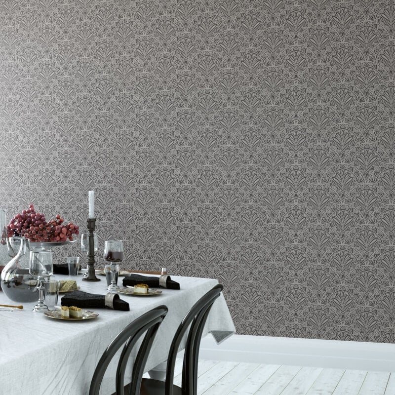 Elegance Deco Fan Wallpaper - Black - Hoopla Walls - HWA1027WWallpaper199