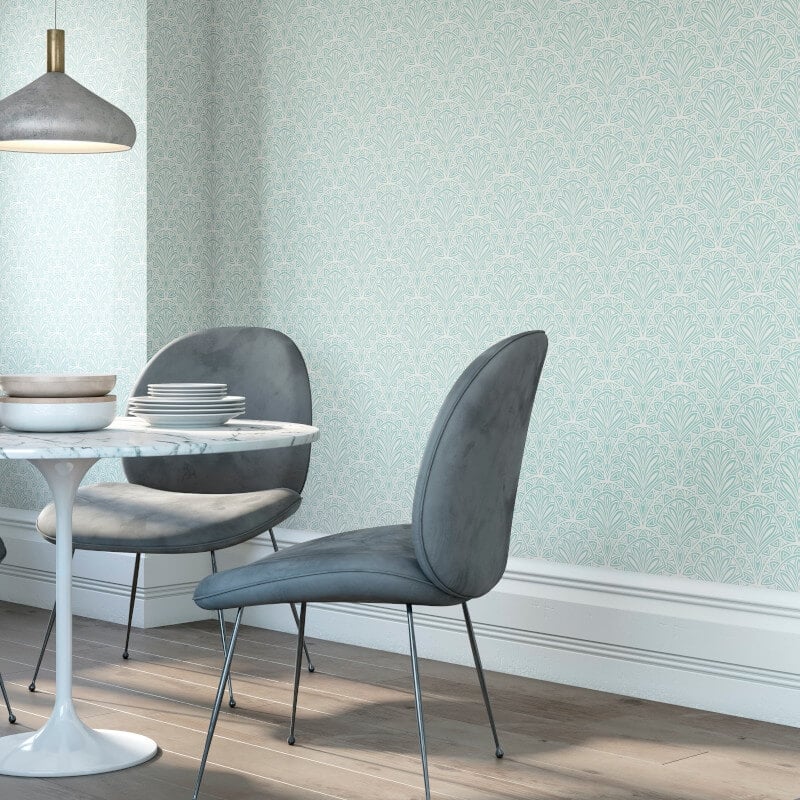 Elegance Deco Fan Wallpaper - Blue - Hoopla Walls - HWA1025WWallpaper199