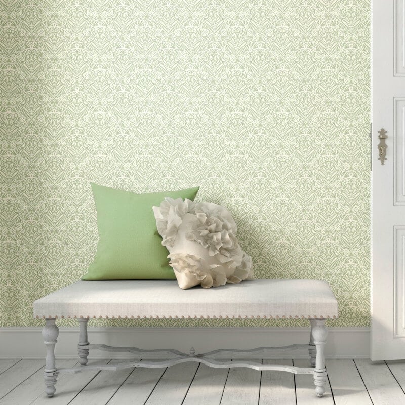Elegance Deco Fan Wallpaper - Green - Hoopla Walls - HWA1024WWallpaper199