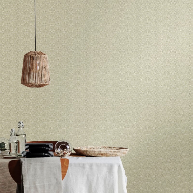 Elegance Ditsy Deco Fan Wallpaper - Sage - Hoopla Walls - HWA1269WWallpaper199