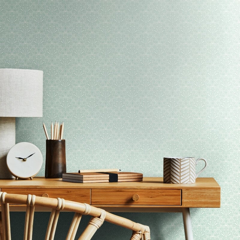 Elegance Ditsy Deco Fan Wallpaper - Sky - Hoopla Walls - HWA1268WWallpaper199
