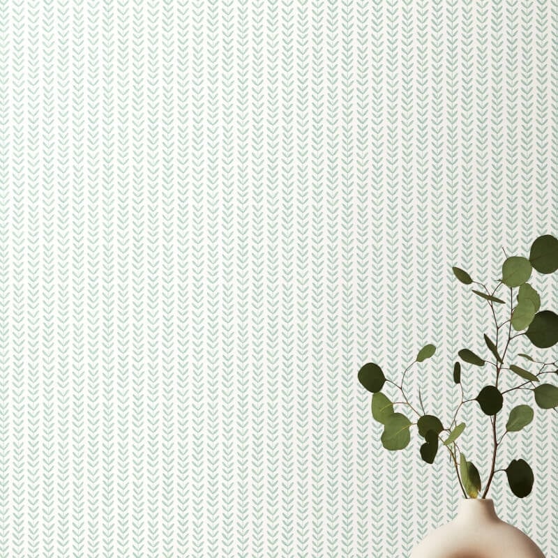 Elegance Ditsy Leaf Stripe Wallpaper - Duck Egg - Hoopla Walls - HWA1227WWallpaper199