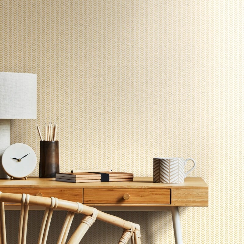 Elegance Ditsy Leaf Stripe Wallpaper - Hay - Hoopla Walls - HWA1224WWallpaper199