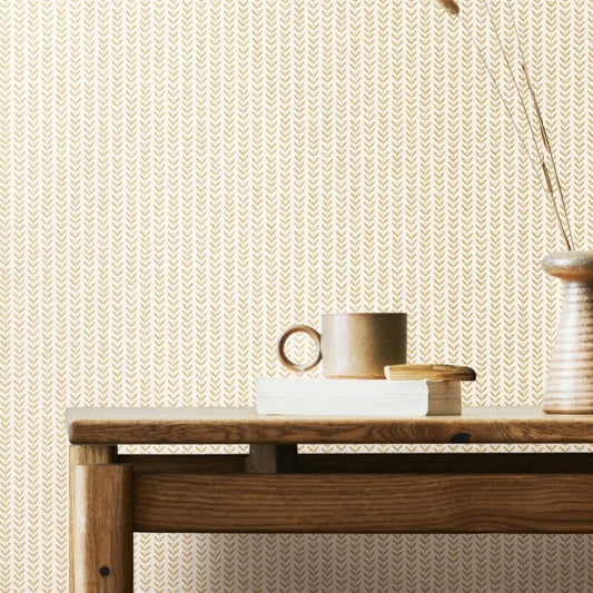Elegance Ditsy Leaf Stripe Wallpaper - Linen - Hoopla Walls - HWA1223WWallpaper199