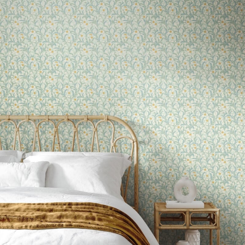 Elegance Floral Trail Wallpaper - Egg Blue - Hoopla Walls - HWA1266WWallpaper199