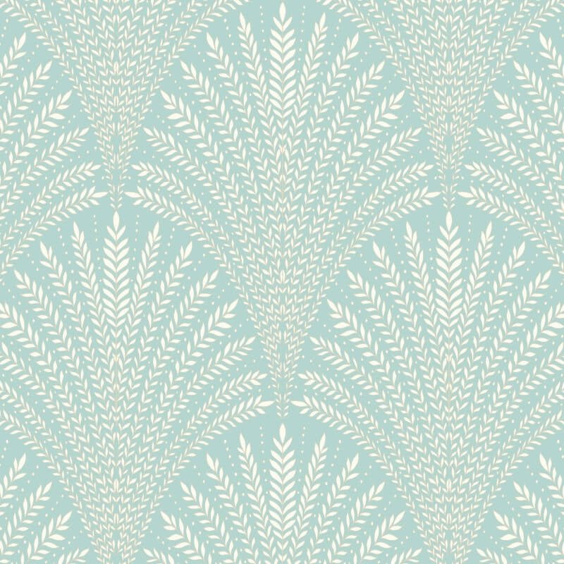 Elegance Leaf Fan Wallpaper - Duck Egg Blue - Hoopla Walls - HWA1030WWallpaper199