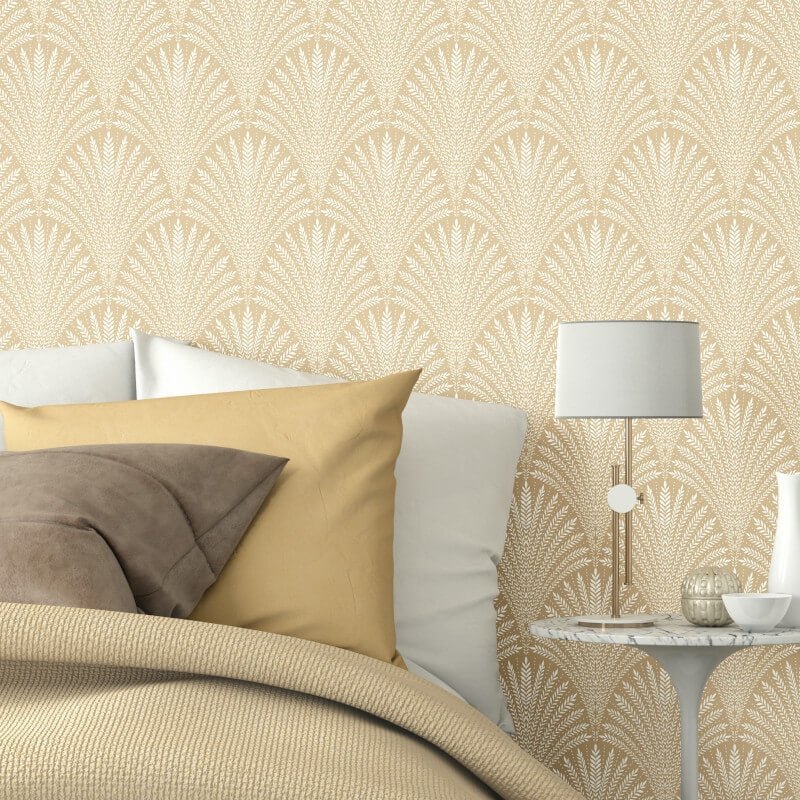 Elegance Leaf Fan Wallpaper - Gold - Hoopla Walls - HWA1032WWallpaper199
