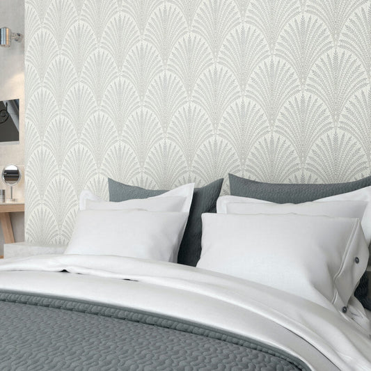 Elegance Leaf Fan Wallpaper - Grey - Hoopla Walls - HWA1028WWallpaper199