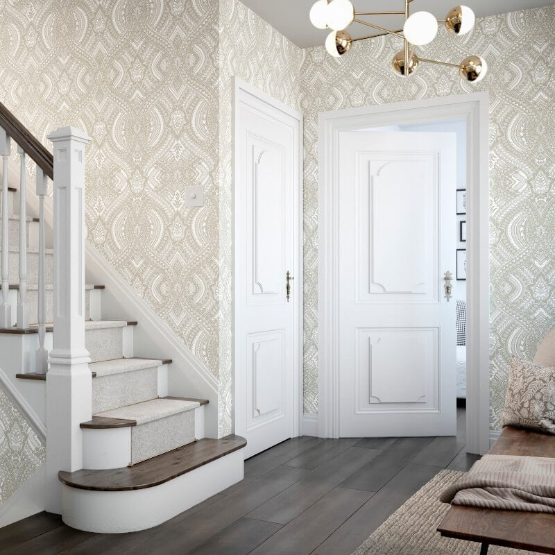 Elegance Ogee Damask Wallpaper - Natural - Hoopla Walls - HWA1034WWallpaper199