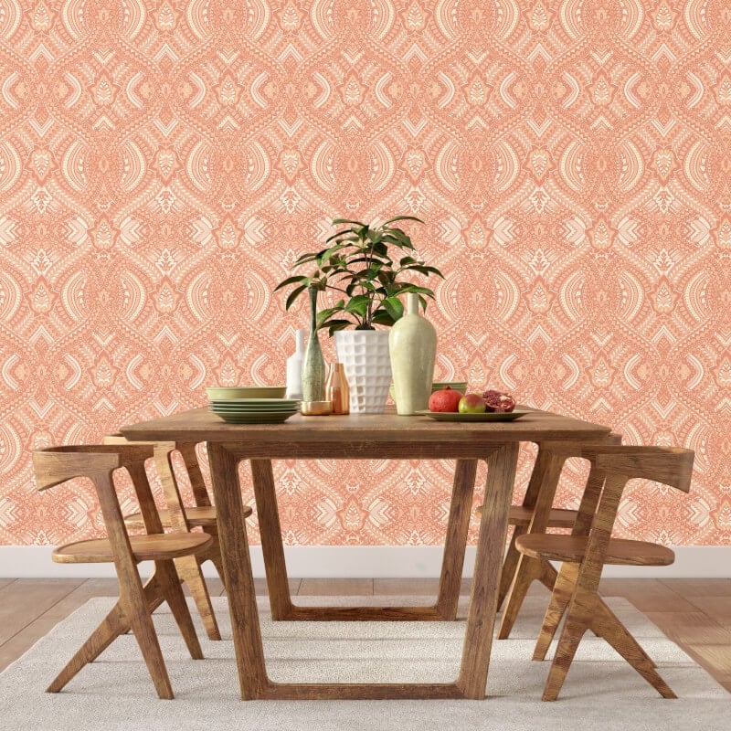 Elegance Ogee Damask Wallpaper - Orange - Hoopla Walls - HWA1040WWallpaper199