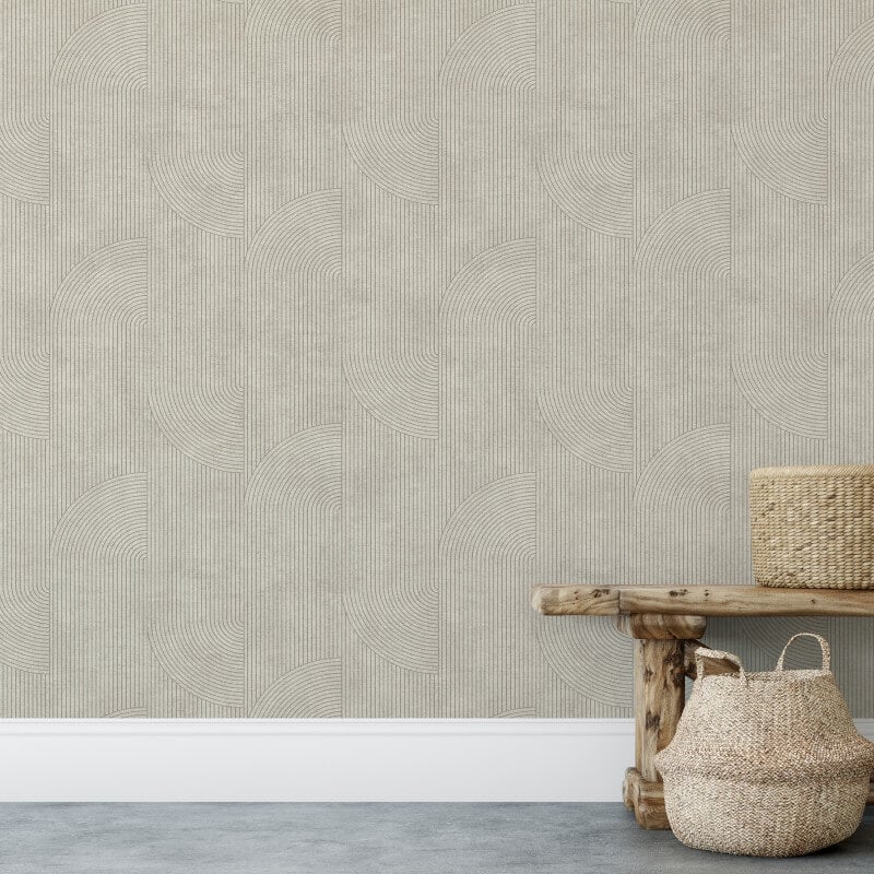 Ellipse Geometric Wallpaper - Taupe - Muriva - 197101Wallpaper199