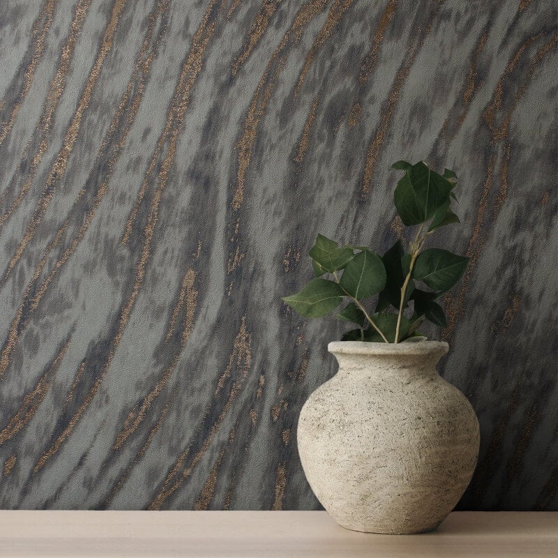 Ember Abstract Fur Effect Metallic Wallpaper - Smoke - Crown - M1863Wallpaper199