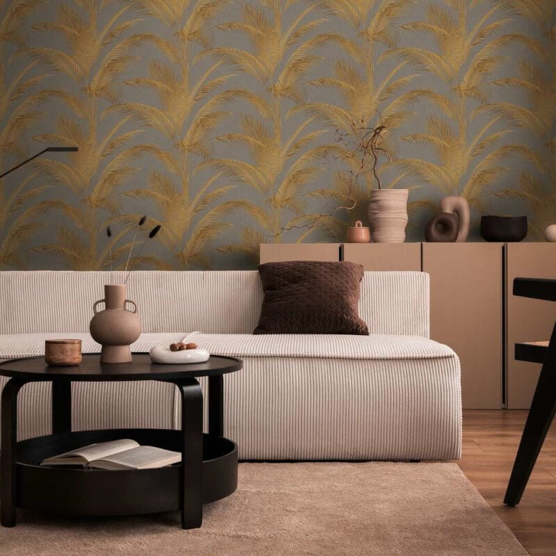 Fanned Palm Leaf Metallic Wallpaper - Brown/Gold - Michalsky Living - 39980-4Wallpaper199