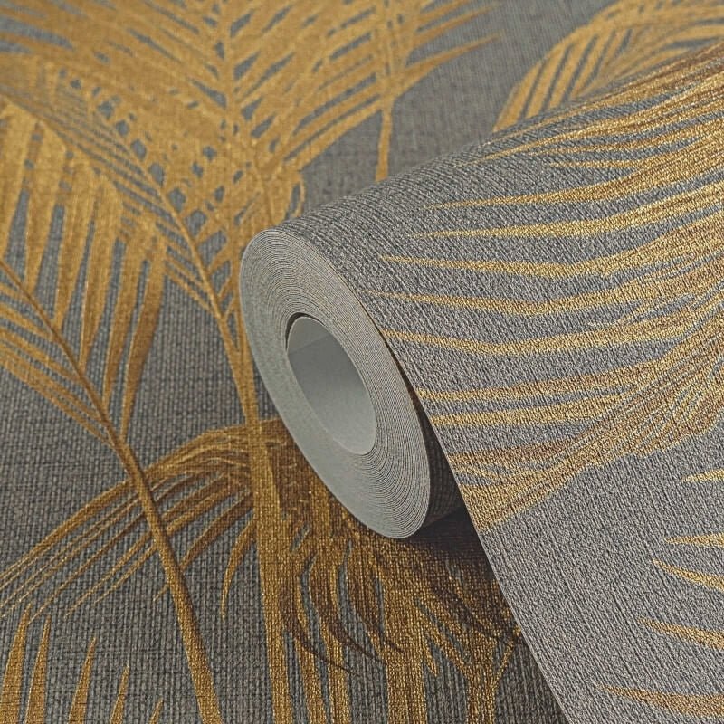 Fanned Palm Leaf Metallic Wallpaper - Brown/Gold - Michalsky Living - 39980-4Wallpaper199