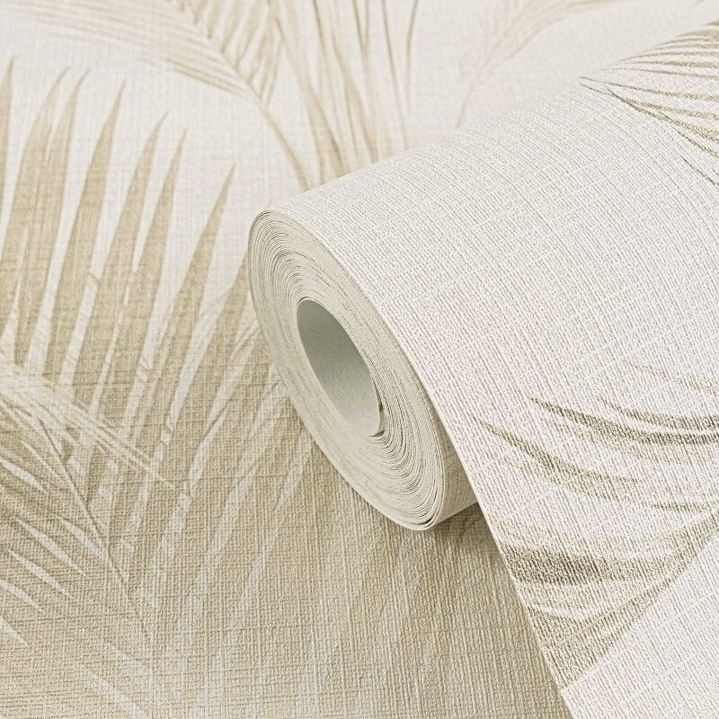 Fanned Palm Leaf Metallic Wallpaper - Cream/Beige - Michalsky Living - 39980-1Wallpaper199