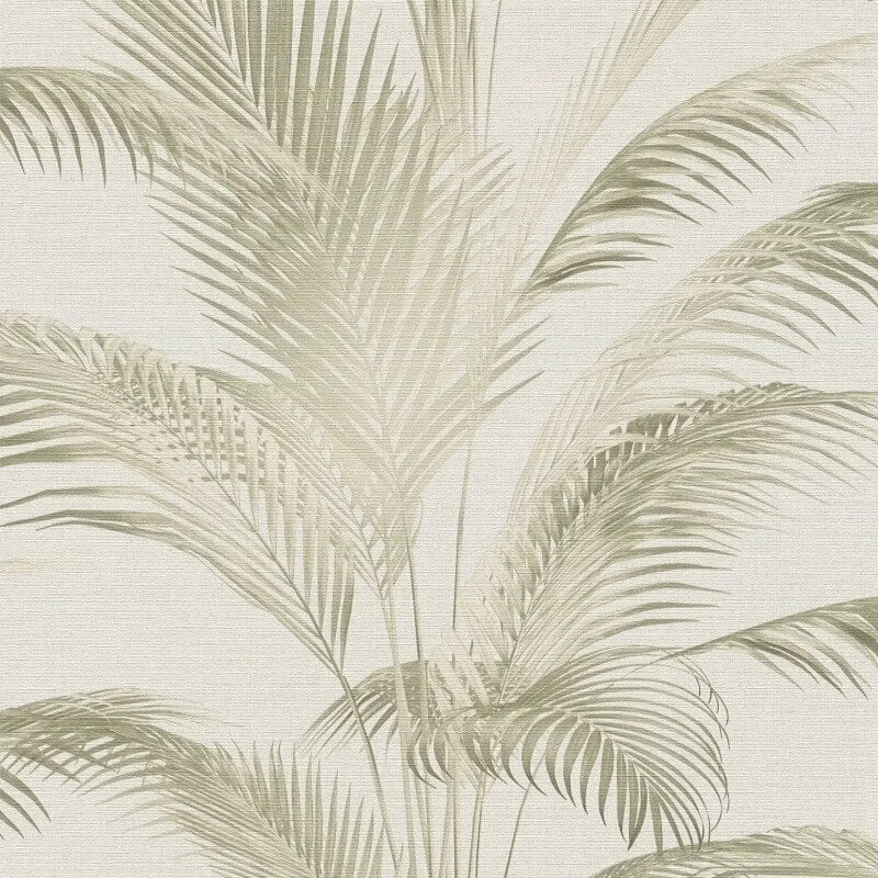 Fanned Palm Leaf Metallic Wallpaper - Cream/Green - Michalsky Living - 39980-2Wallpaper199
