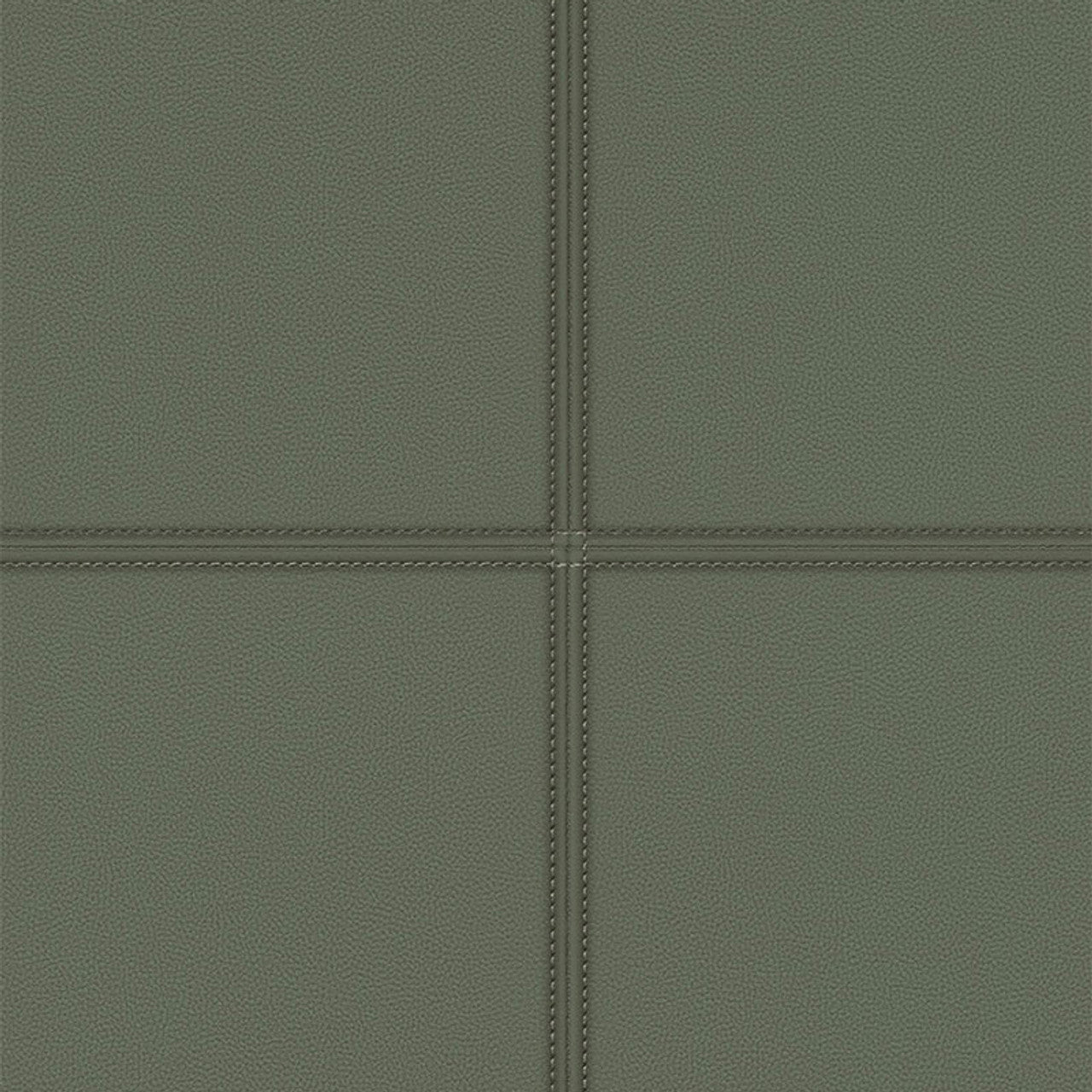 Faux Leather Tile Panel Club Wallpaper - Dark Green - Rasch - 419023Wallpaper199