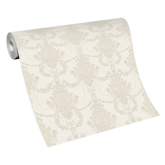 Felicite Floral Ornament Metallic Wallpaper - Cream - Erismann - 10287 - 02Wallpaper199