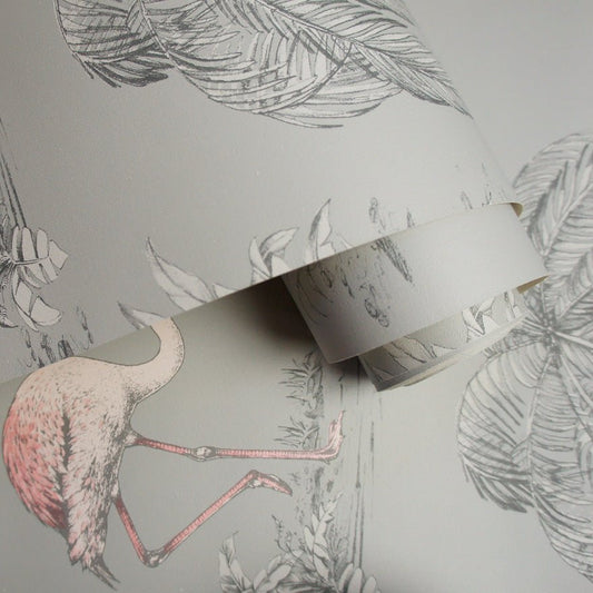 Flamingo Lake Wallpaper - Grey/Coral - Holden Décor - 12381Wallpaper199
