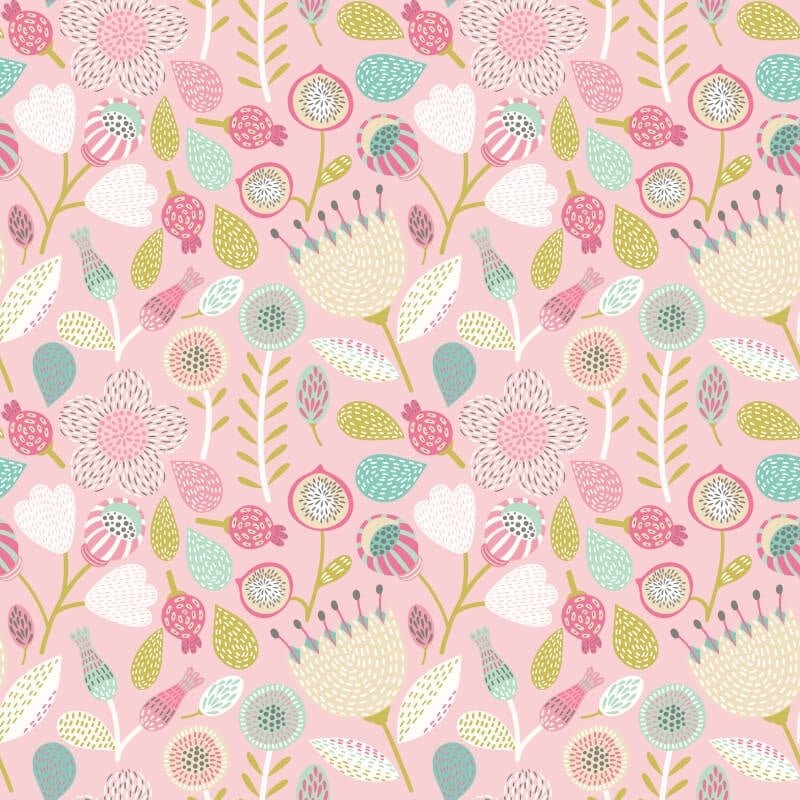 Folk Floral Wallpaper - Dolly Mixtures - Hoopla Walls - HWA1288WWallpaper199