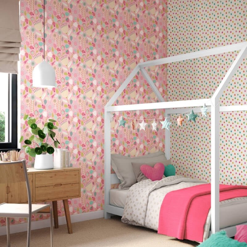 Folk Floral Wallpaper - Dolly Mixtures - Hoopla Walls - HWA1288WWallpaper199