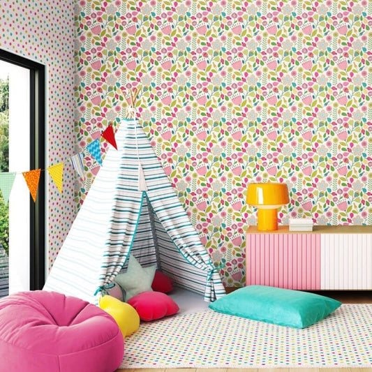 Folk Floral Wallpaper - Tutti Frutti - Hoopla Walls - HWA1287WWallpaper199