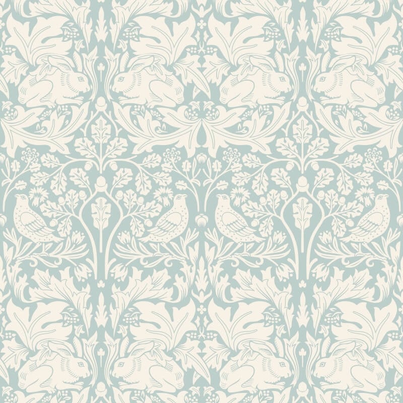 Forest Rabbit Wallpaper - Duckegg Blue - Hoopla Walls - HWA1146WWallpaper199