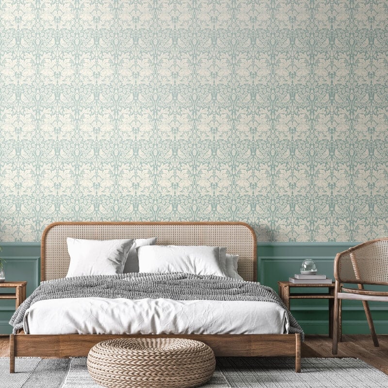 Forest Rabbit Wallpaper - Duckegg Blue - Hoopla Walls - HWA1146WWallpaper199