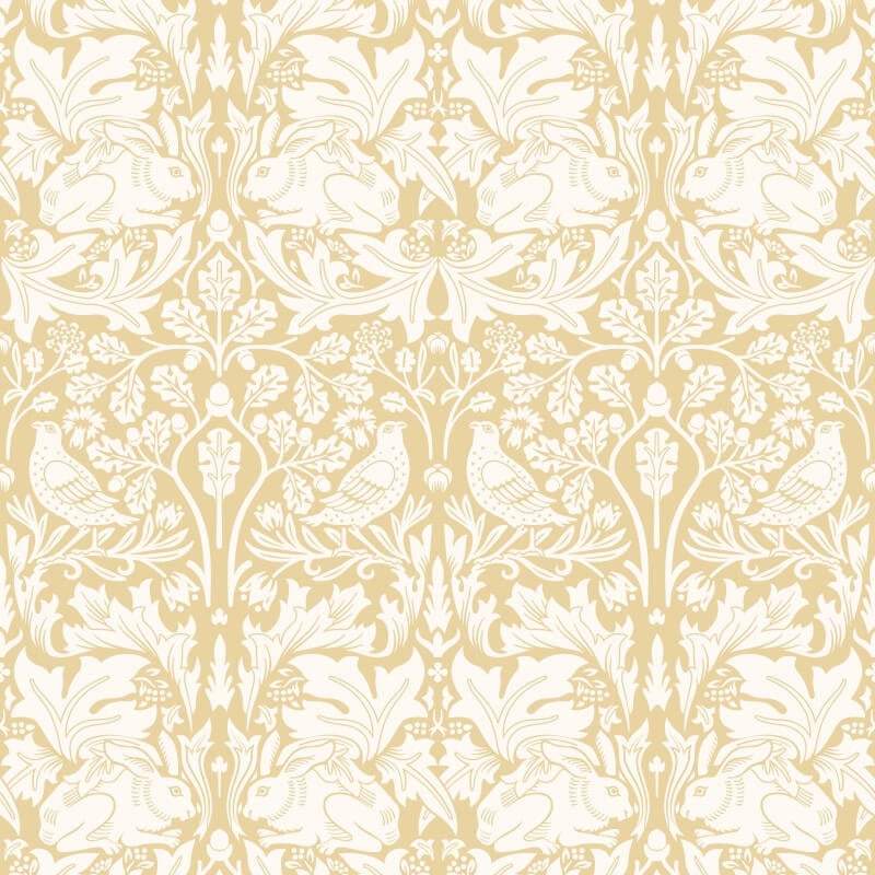Forest Rabbit Wallpaper - Mustard - Hoopla Walls - HWA1139WWallpaper199