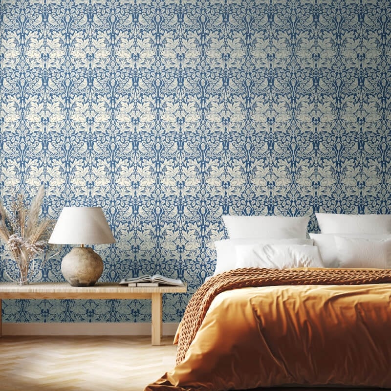 Forest Rabbit Wallpaper - Navy Blue - Hoopla Walls - HWA1144WWallpaper199