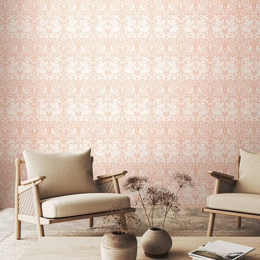 Forest Rabbit Wallpaper - Soft Pink - Hoopla Walls - HWA1136WWallpaper199