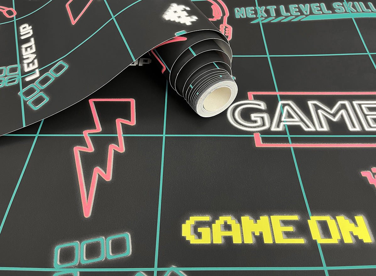 Gamer Wallpaper - Black/Neon Pink - Holden Décor - 13311Wallpaper199