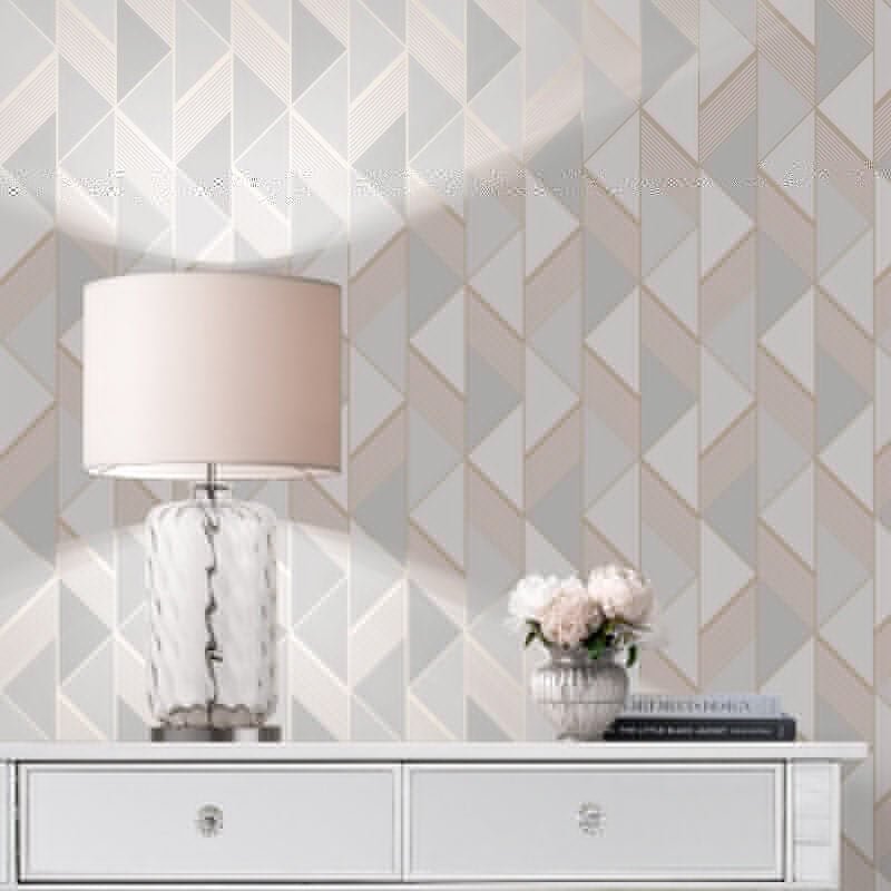 Geometric Metallic Wallpaper - Grey/Rose Gold - Lipsy London - 144902Wallpaper199