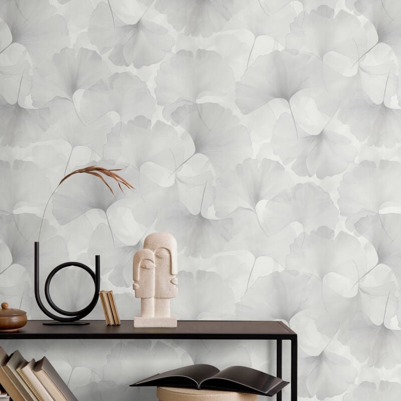 Ginko Dream Floral Metallic Wallpaper - White/Grey - Erismann - 10470 - 31Wallpaper199