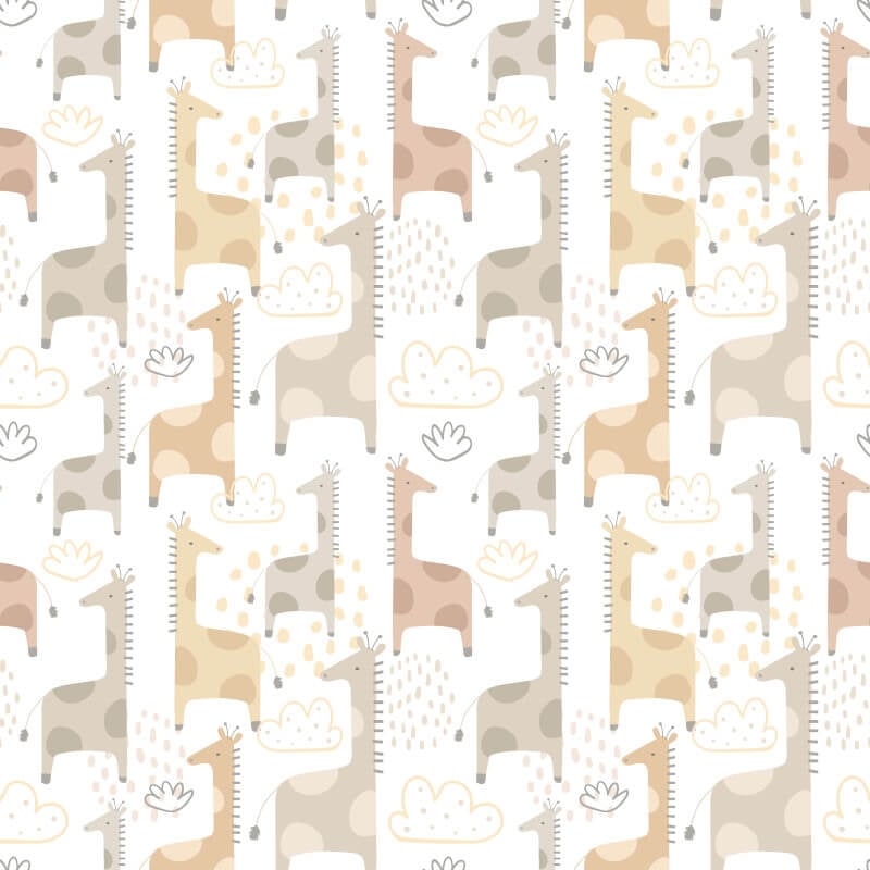Giraffe Friends Wallpaper - Marshmallow - Hoopla Walls - HWA1299WWallpaper199