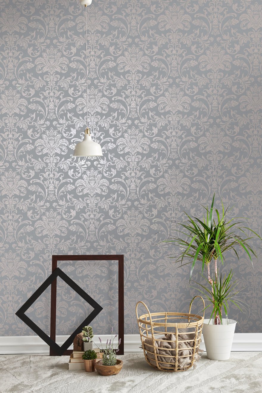 Glistening Damask Wallpaper - Rosegold/Grey - Holden Décor - 12712Wallpaper199