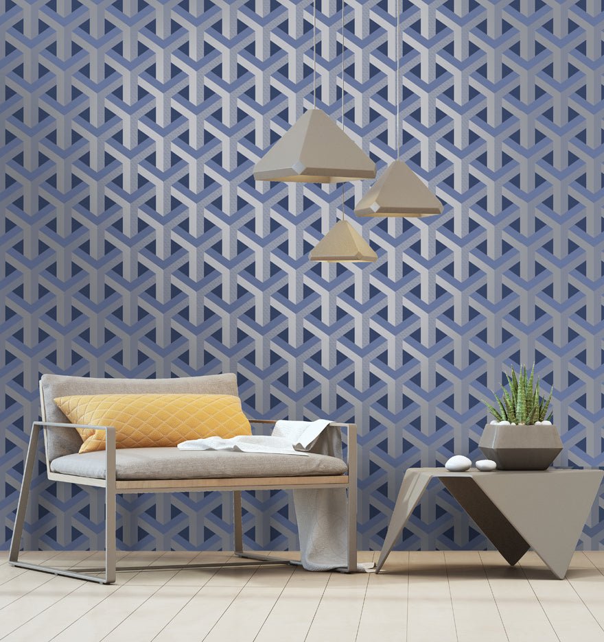 Glistening Trident Geo Wallpaper - Navy - Holden Décor - 12810Wallpaper199