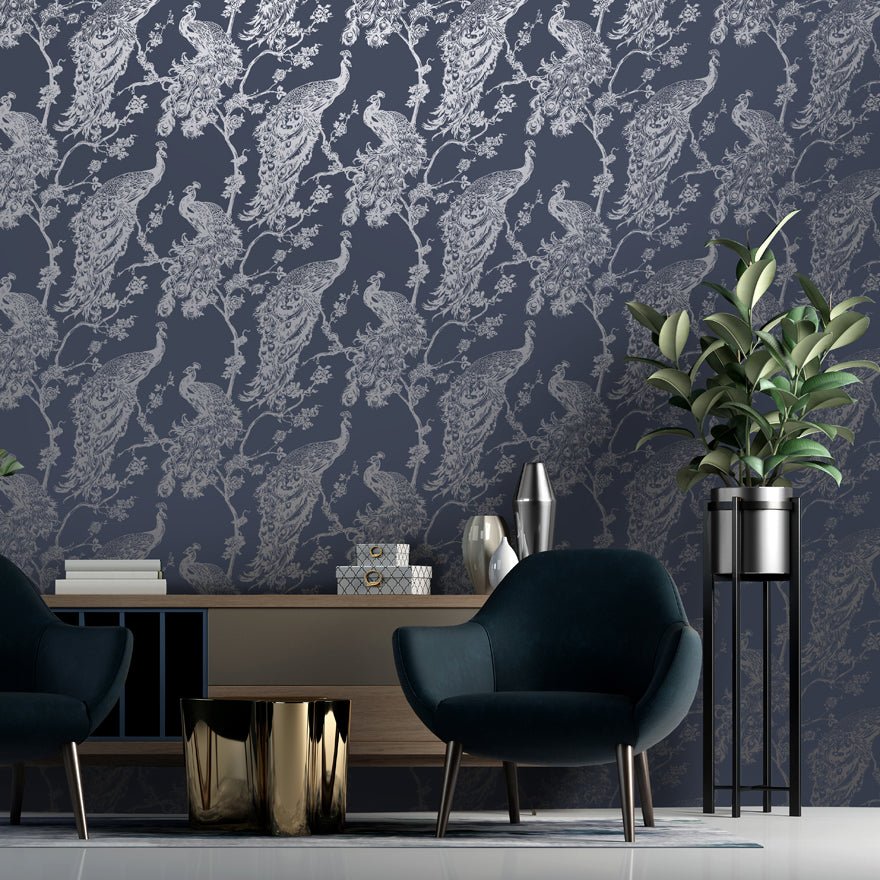 Glistening Wallpaper - Peacock Navy - Holden Décor - 12960Wallpaper199