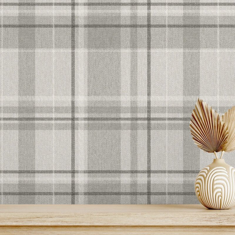 Harris Check Wallpaper - Soft Grey - Crown - M1871Wallpaper199