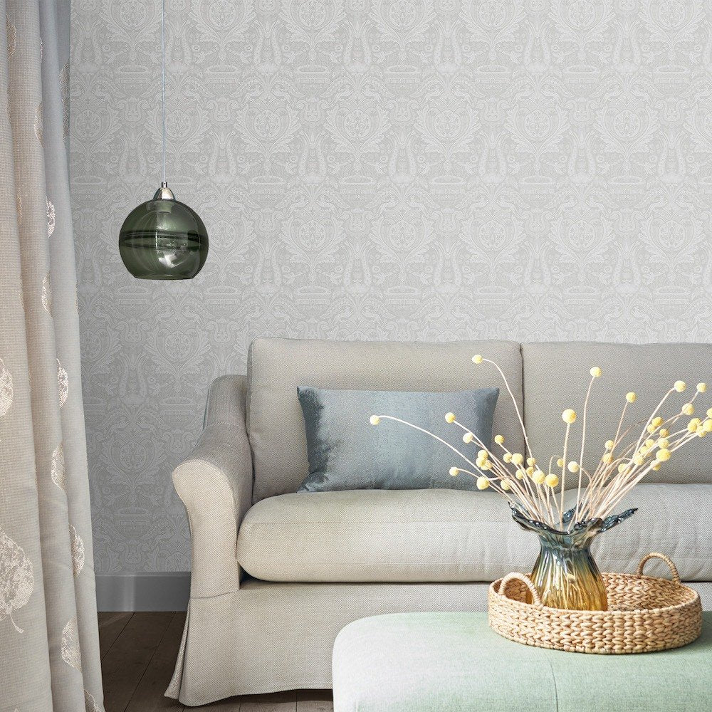 Heraldic Damask Wallpaper - Slate Grey - Laura Ashley - 113410Wallpaper199