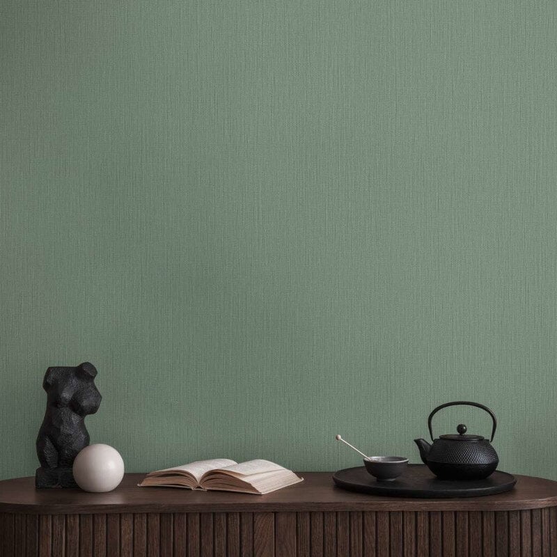 Hessian Texture Wallpaper - Green - Michalsky Living - 39987-4Wallpaper199